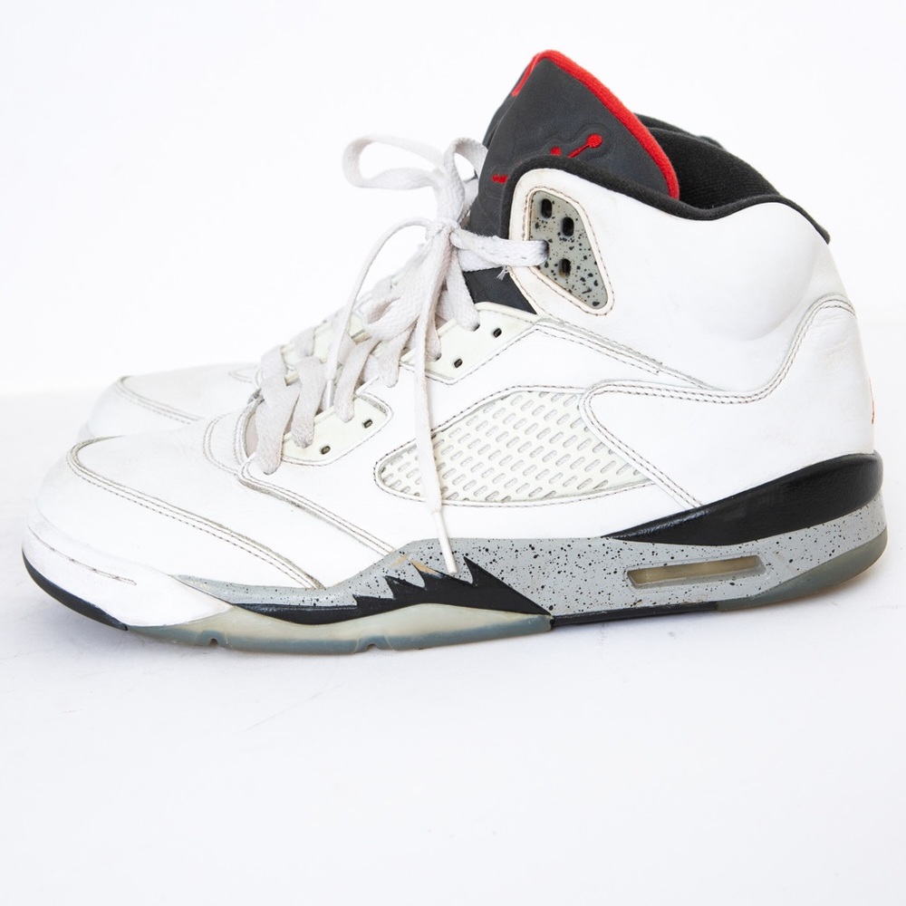 Nike Air Jordan Retro 5 white cement university red & black high top 10 rare